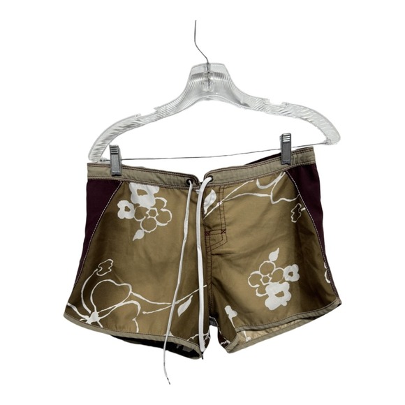 Vintage Roxy Board Surf Shorts Zipper Toe Closure Brown Maroon Size Small Surfer - Picture 1 of 6